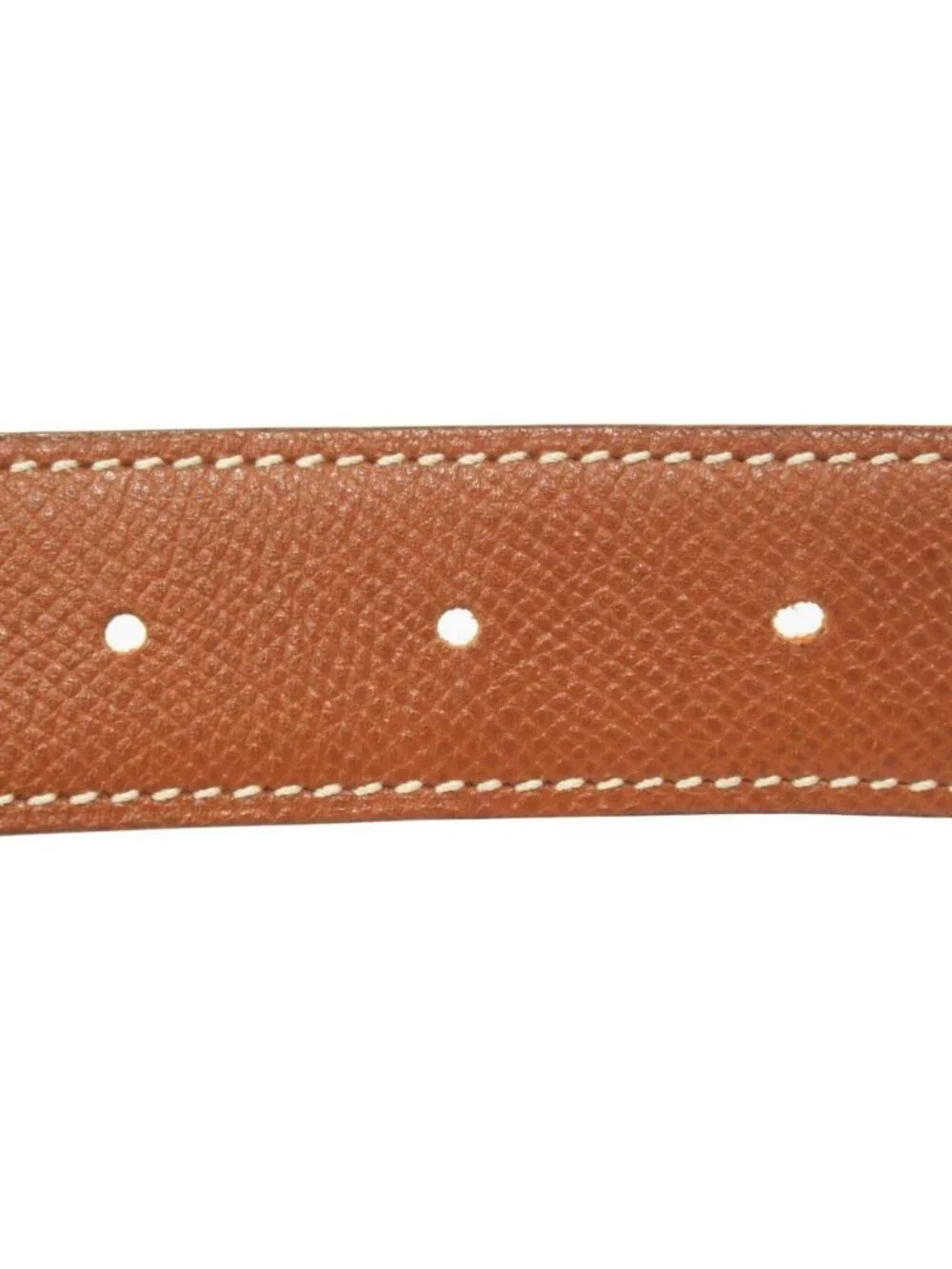 Hermes Horse Buckle Belt Courchevel Leather Vintage 72 Brown